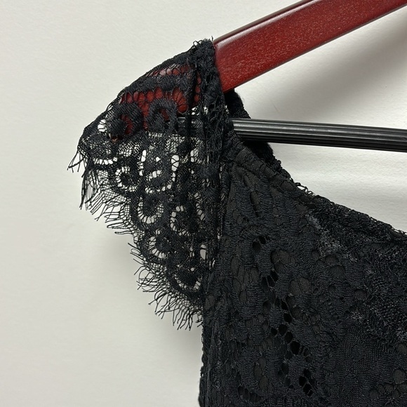 NWT ALLANDWELL Women's Elegant Floral Lace Round Neck Lace Dress size L black - Picture 8 of 16